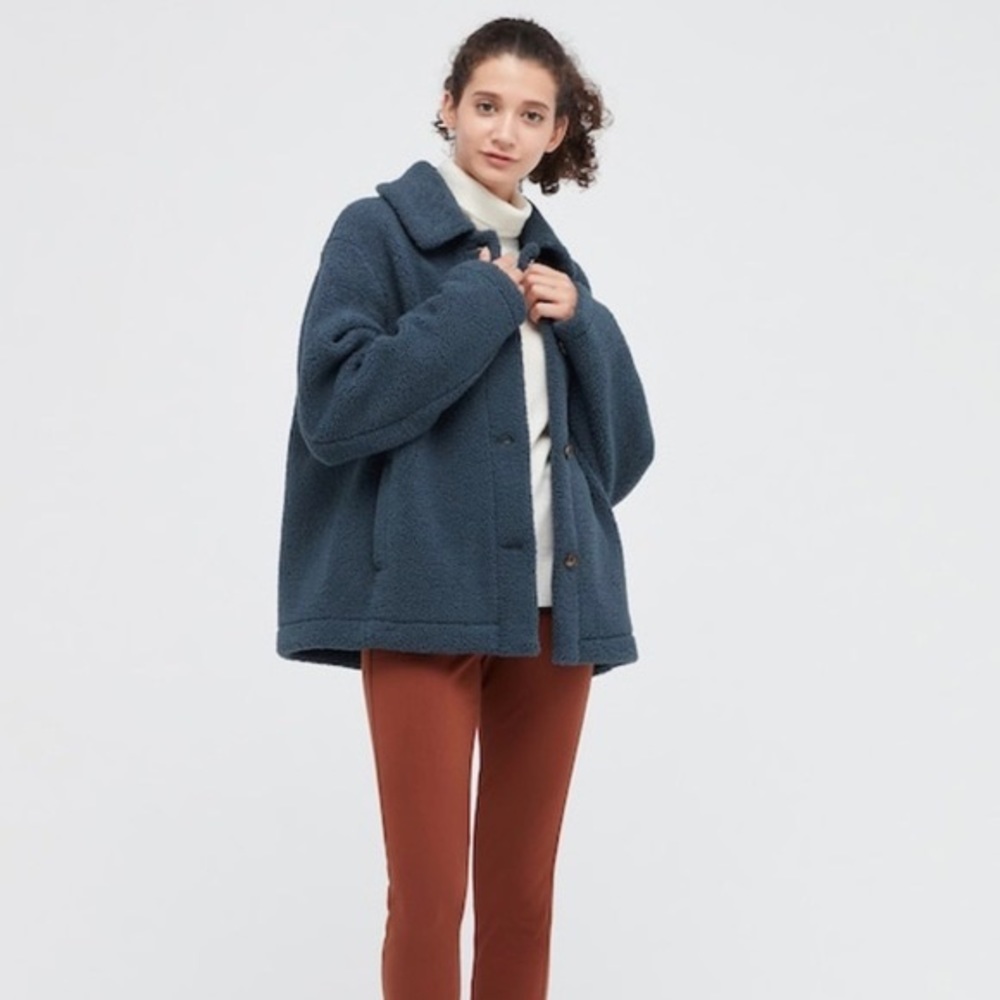 Uniqlo pile lined fleece short coat jacket